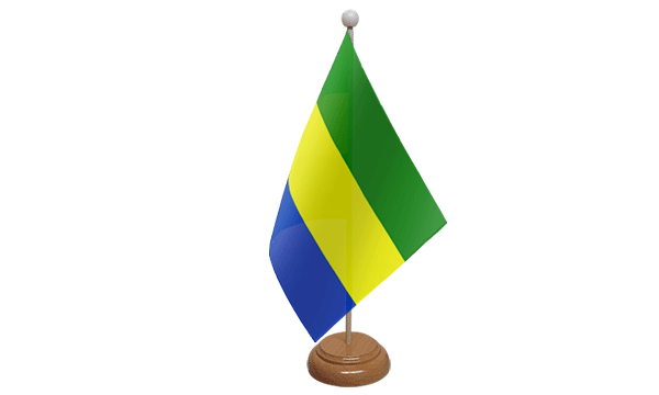 Gabon Small Flag with Wooden Stand